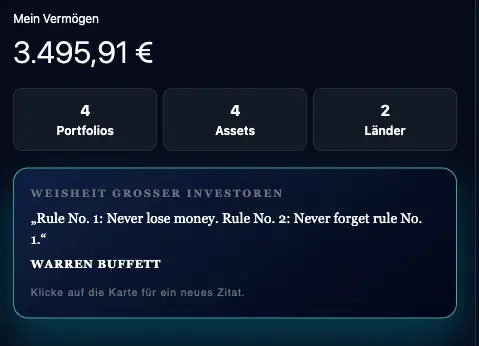 Esasyn Portfolio Tracker mit Vermögensübersicht, Depotwert, Portfolios, Assets und Länderübersicht für Aktien, ETFs und Investments
